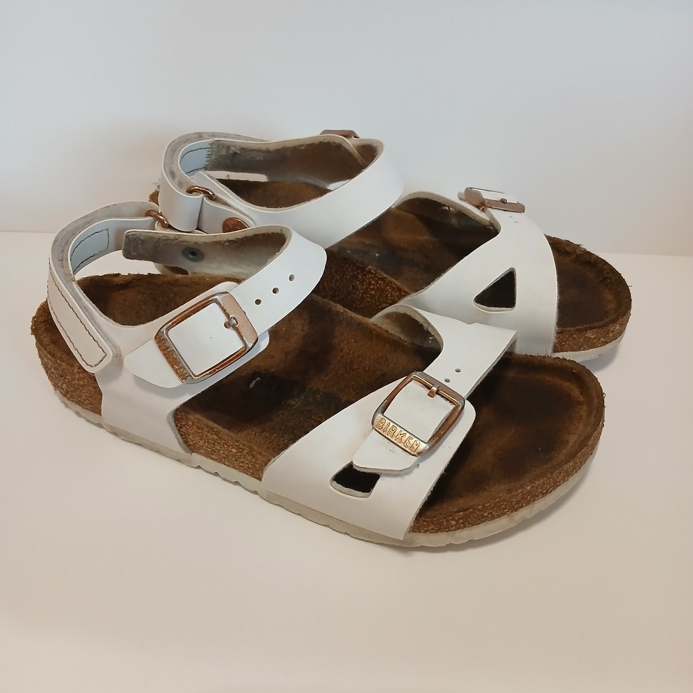 BIRKENSTOCK Rio Sandals Kids Size 1 White Birko-Flor Comfort